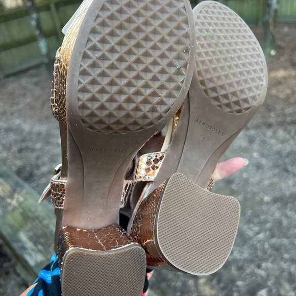 AEROSOLES Cosmos Platform Chunky Rose Gold Metallic Women’s Heel 7M NWT NEW - Picture 9 of 9